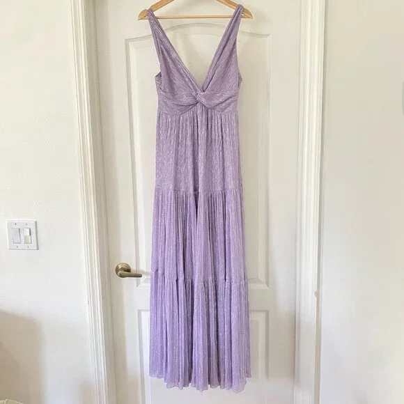 Sabina Musayev Pacific Purple Metallic Maxi Gown Tiered Size Medium Dress Read* - Picture 2 of 7